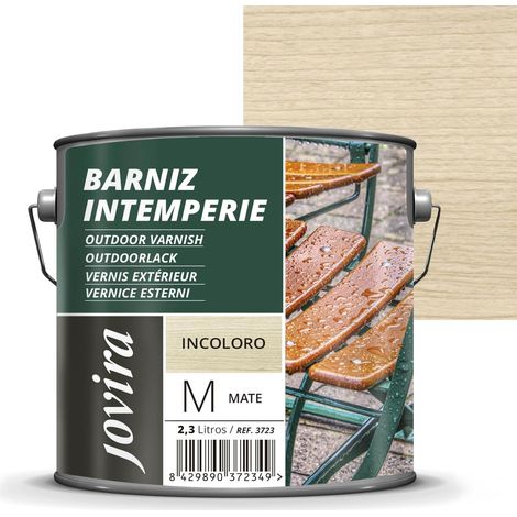 Vernis Extérieur Transparent. Décore et embellit tous les types de bois à l'extérieur, tables, chaises, meubles, bateaux, terrasses (2,3 Litres, Mate) (1/5)