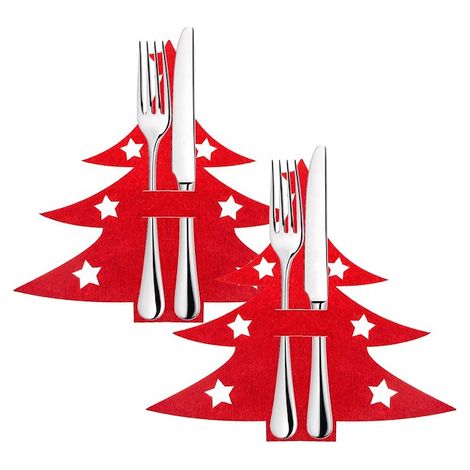 Besteckhalter Weihnachtsbaum Bestecktasche 2 Stück Tafeldeko