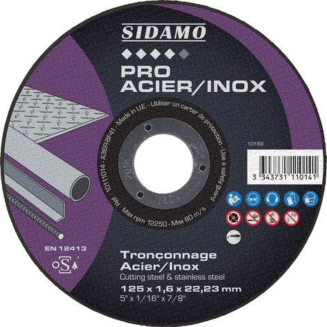 DISQ. TRONC PRO INOX EDELSTAHL D.125 x 1.6 x 22,23 SIDAMO - 10111014