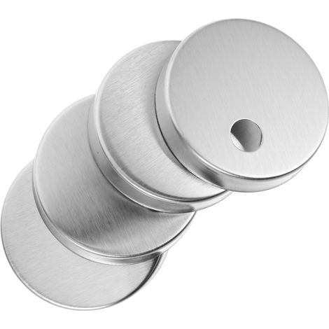 Cache-boulons WC - Lot de 2 paires - Acier inoxydable - Dissimulation vis et fixation - Pour salle de bain et toilettes - Argenté 45mm (1/5)