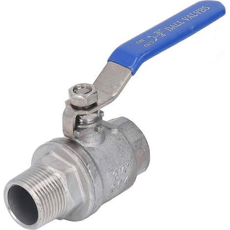 Vanne à bille à filetage mâle/femelle 3/4 po en acier inoxydable, étanchéité optimale, pour eau, huile et gaz. (1/4)