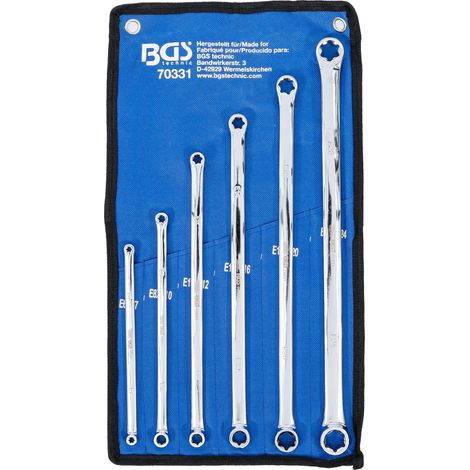 Set di chiavi ad anello doppio BGS con teste ad anello con profilo a E extra lunghe SW E6 x E7 - E22 x E24 6 pezzi. - 70331 (1/4)