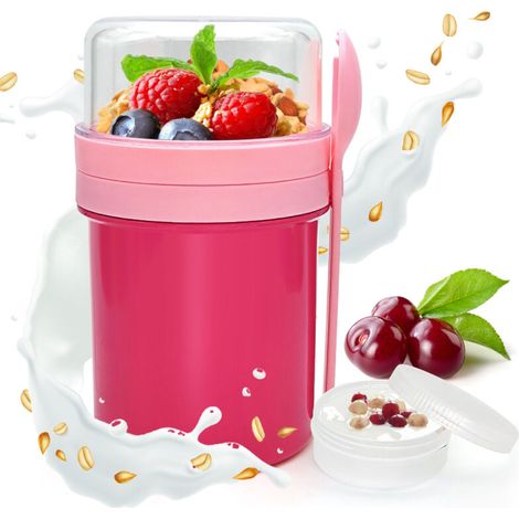 Pot de yaourt à emporter, couvercle hermétique, idéal pour le petit-déjeuner ou les salades, pratique – (1/5)