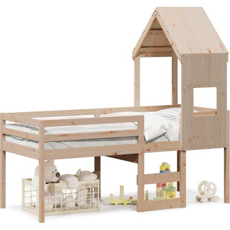 Maison Exclusive - Hochbett mit Dach 90x190 cm Massivholz Kiefer