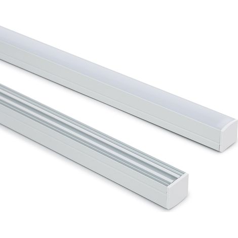 Perfil Aluminio Superficie para Tira LED hasta 13 mm con Tapa Continua Blanco 2 m Blanco traslúcido