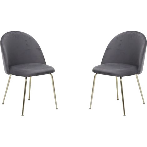Sedia poltroncina in velluto Grigio Scuro con gambe in metallo Oro - PARIS 2 sedie (1/5)