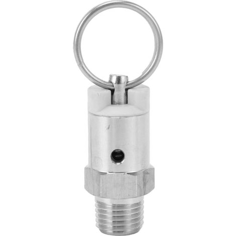 Valvola di sicurezza con attacco maschio NPT da 1/4 di pollice, filettatura per compressore d'aria in acciaio inossidabile, adatta per fusti di birra. (1/5)