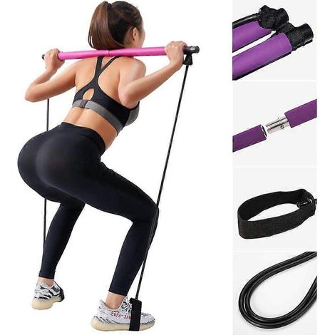 Le kit de barre de Pilates, comprenant des bandes de résistance, compatible avec la musculation et le Pilates, avec des sangles de cheville, est un choix idéal pour des entraînements complets du corps (1/5)