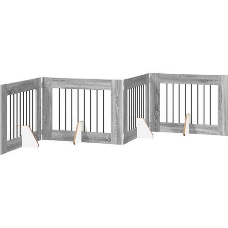 vidaXL Foldable Dog Gate with Stands 4 pcs Grey Sonoma 321 cm
