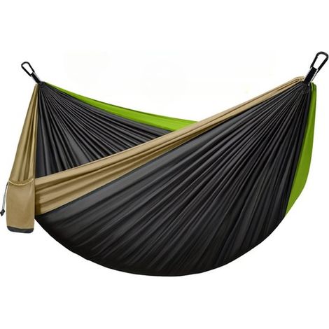 Hamac - 300 x 200 cm - Toile de parachute - Hamac de camping - Mousqueton noir inclus (1/5)