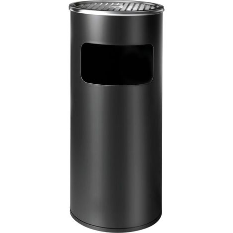 Relaxdays Posacenere da terra con cestino, metallo, 30 l, colonna fumatori, 60,5x23,5 cm, cestino estraibile, nero