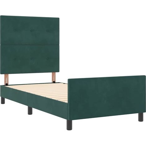 Estructura de cama Verde oscuro 90 x 190 cm Terciopelo vidaXL (1/5)