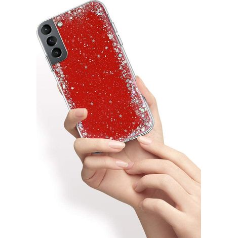 Funda con purpurina para Samsung Galaxy S21+ Plus, roja (1/3)