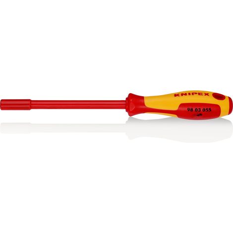 KNIPEX 98 03 055 Llave de vaso con mango destornillador aislados con fundas multicomponentes, según norma VDE Barnizados 232 mm