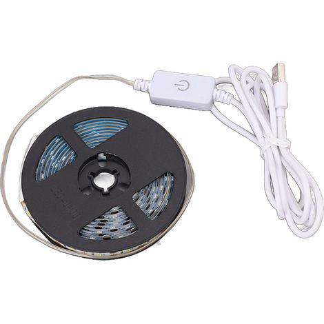 Bande LED USB 5V avec commande tactile, intensité variable, étanche, flexible et sécable, pour couloir, lumière blanche froide, 3 mètres. (1/5)