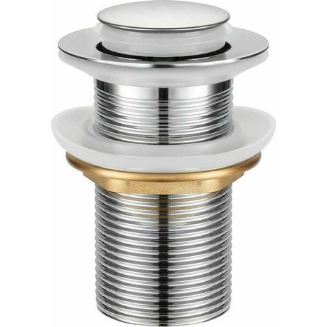 Bonde de Lavabo, Universel Bonde Pop-up sans Trop-plein Bonde de Vidage Automatique avec Bouchon de Vidange sans Tirette à Clapet Push Open en Inox Chromée pour Lavabo Salle de Bain (1/5)