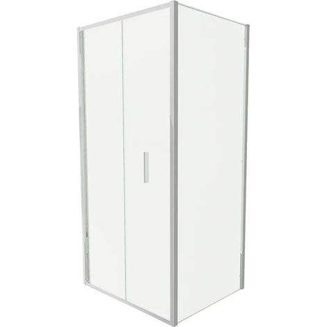 Cabine de douche Slim 90x100cm avec porte pliante et paroi fixe Profils chromés et verre transparent 6mm h190 Mod. Portofino