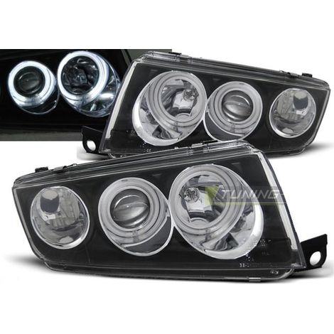 Paire de feux phares Skoda Fabia 99-08 angel eyes CCFL noir-27361806 (1/2)