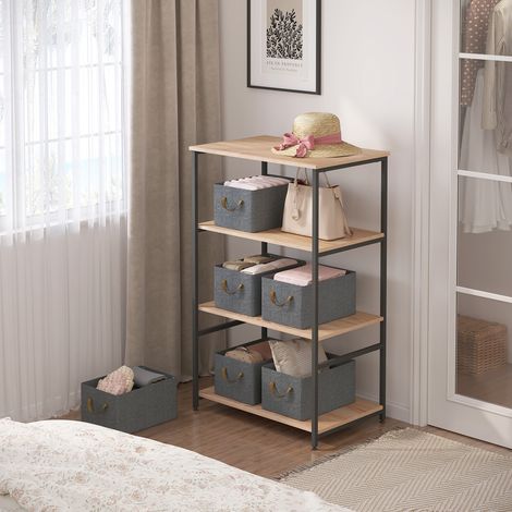 WOLTU Aufbewahrungsboxen 6 Stück, faltbare Aufbewahrungswürfel mit Griffen, Stoffboxen Aufbewahrung, Stapelboxen Organisationsboxen, 47x28x20 cm, Grau