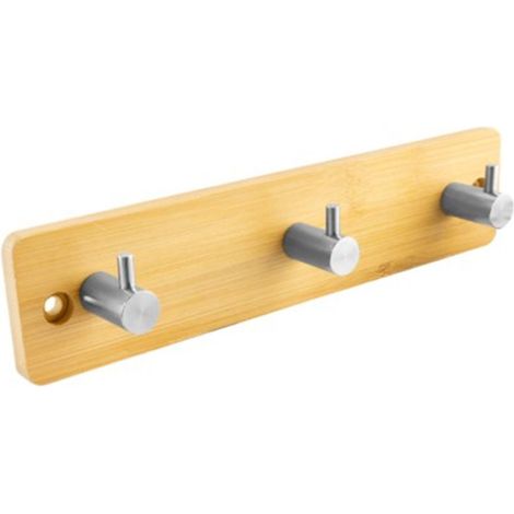 Percha Multifunción Atornillada Bambú + Inox 3 Ganchos Lauxa Home