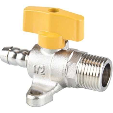 Connecteur de tuyau, robinet à boisseau sphérique à filetage mâle 1,27 cm, valve à gaz avec base, intersection de raccord d'arrêt, cannelé de tuyau (type A) (1/4)