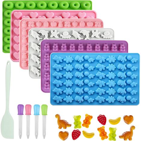 Süßigkeitenform-Teile, Silikon-Süßigkeitenform mit 4 Pipetten und 1 Schaber, leicht zu lösende Marshmallow-Bären-Silikonformen zur Herstellung von Schokolade, Eiswürfeln und Gelees (1/5)