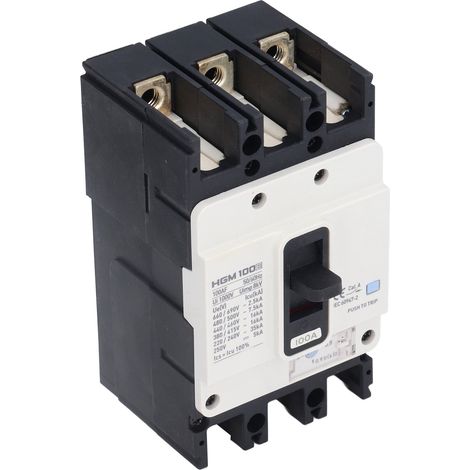 Disjoncteur de chantier 3P en plastique thermodurcissable BMC avec contacts en cuivre, boîtier moulé HGM 100E 100A (1/5)