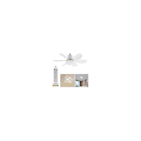 Ventilateur de plafond avec ampoule E27 2 en 1 (lampe à intensité variable + ventilateur 3 vitesses LED 30 W CCT + télécommande 230 V Ø 52 cm)