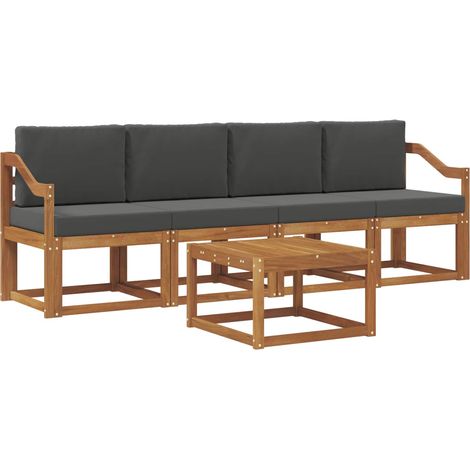 Conjunto de sofás de exterior 5 uds. Natural y Antracita vidaXL (1/5)