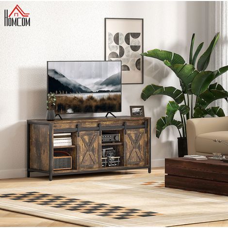 MEUBLIV TV-Möbel 120 x 54 x 40 cm Braun – 6 Fächer, Schiebetüren, Kabelmanagement (1/5)