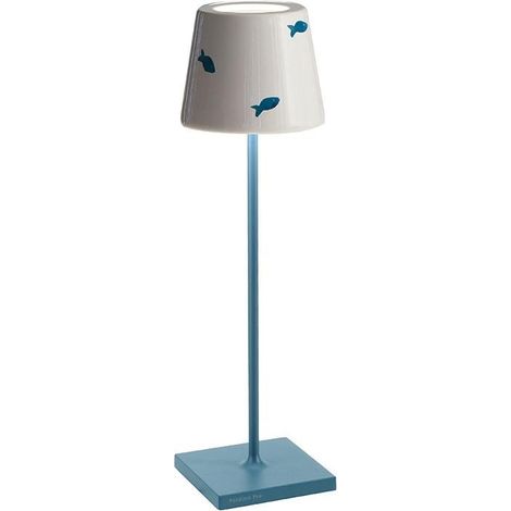 Lampada a led da tavolo Poldina Lido pesci azzurri ricaricabile e dimmerabile con batteria fino a 12 ore. Per uso esterno IP65 (1/4)