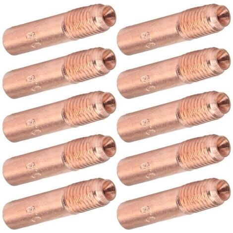 10 piezas de boquillas para soldadura MIG, 0,9 mm, puntas de contacto MIG, kit de boquillas de transmisión de cobre para operación de soldadura industrial. (1/4)
