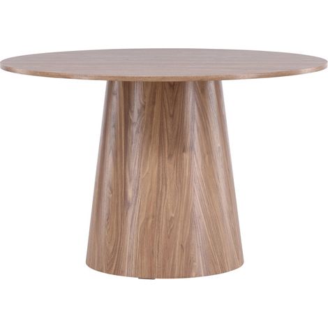 Ebuy24 – Table de salle à manger ronde en MDF – Design scandinave – Plateau fin et couleur terreuse – Base cylindrique torsadée (1/7)