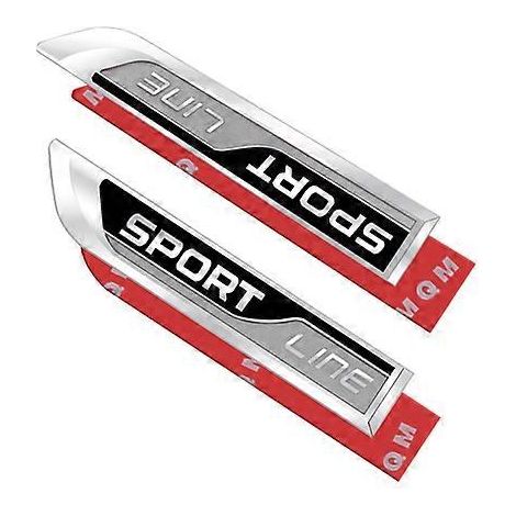 Lot de 2 emblèmes latéraux de voiture, autocollants décoratifs en métal SPORT LINE pour carrosserie, compatibles avec Karoq, Kodiaq, Rapid, Yeti, Octavia, Superb, Fabia et Skoda. Couleur : 1 (1/4)