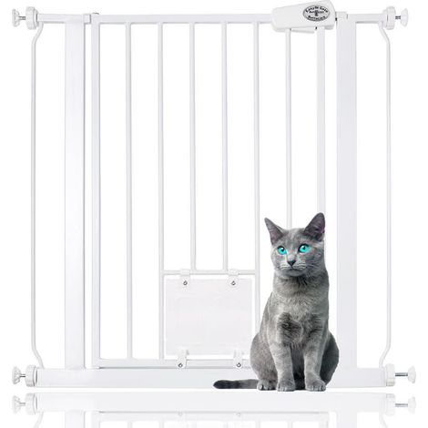 Bettacare Barrière De Sécurité Pour Chien Avec Trappe Verrouillable, 75cm - 83cm, Hauteur 75cm, Couleur Blanc (1/5)