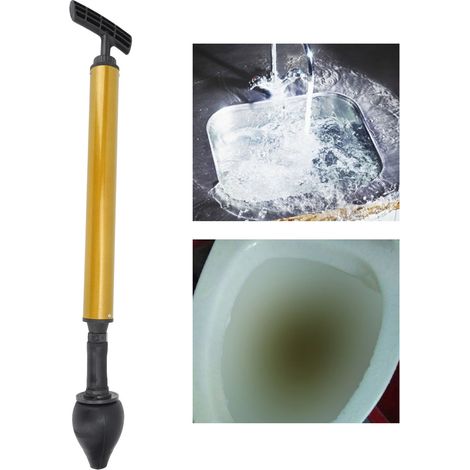 Pistolet à Air Haute Pression pour Déboucher Toilette et Drain - Matériau ABS et Caoutchouc, 3 Accessoires Noir (1/5)