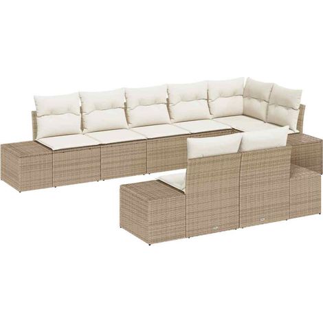 Maison Exclusive - Set Divano da Giardino 8 pcs Beige e Crema Poly Rattan