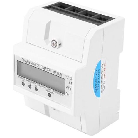 Compteur électrique numérique à montage sur rail DIN, compteur d'énergie électronique triphasé à 4 fils, 50 Hz/60 Hz, 3 x 20 (80 A), multifonction (1/5)