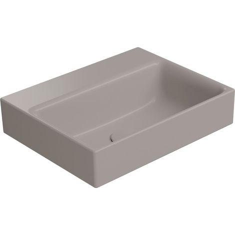 Lavabo en céramique NUBES 40x32cm, sans trou pour robinetterie, tortora mat (1/4)
