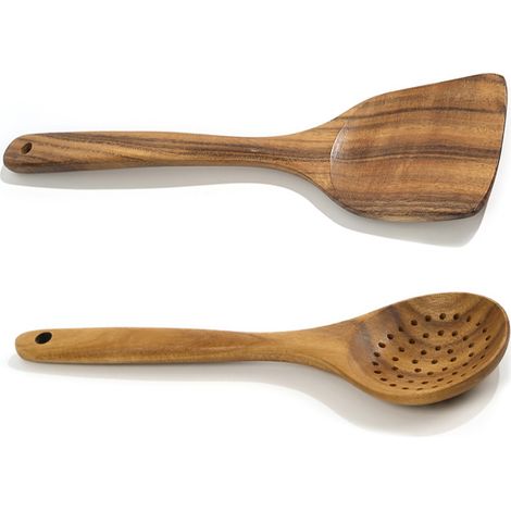 Cuillère En Bois - Cuillère À Soupe En Robinier - Pour Casseroles Et Bols - Lot De 2 (1/5)
