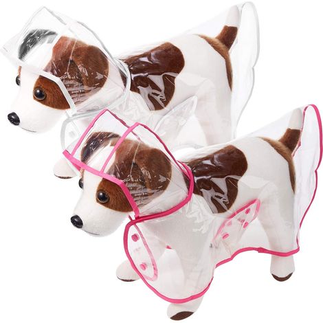 Lot de 2 imperméables pour chien, vêtements imperméables pour animaux de compagnie, capuche en plastique (1/5)