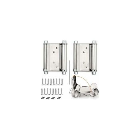 2Pcs Charnières de Porte de Saloon - Gond Porte Battante - Charnière à Ressort - Capacité de Charge Jusqu'à 15 Kg - 76mm (3inch)- Crezuo (1/4)