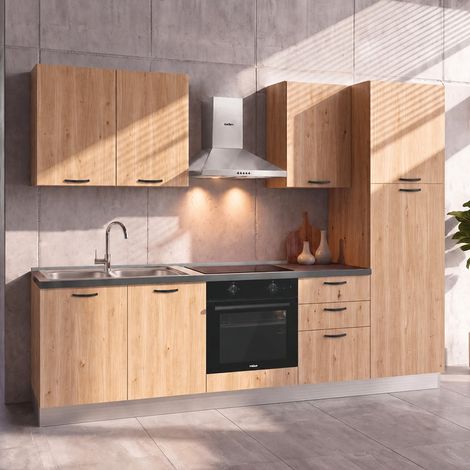 Cucina completa Asti255 cm Rovere Lis con Elettrodomestici e piano a induzione Industrie Valentini (1/5)