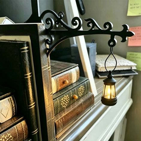 Lanternes Bibliothèque LED Blanc Chaud, Lampes Décoratives pour Étagère à Livres, Mini Lanterne Vintage pour Bibliothèque, Coin Lecture et Bureau, Cadeau pour Amoureux des Livres (1/4)