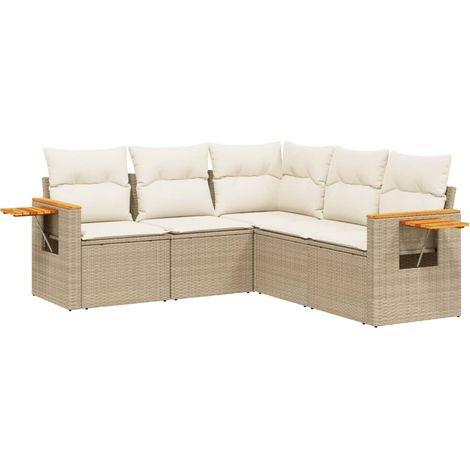 Maison Exclusive - Set Divano da Giardino 5 pz con Cuscini Beige in Polyrattan