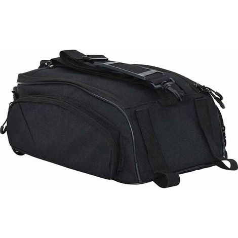 Sacoche de vélo noire, dimensions : 38 x 21 x 16 cm, matière : polyester. (1/5)