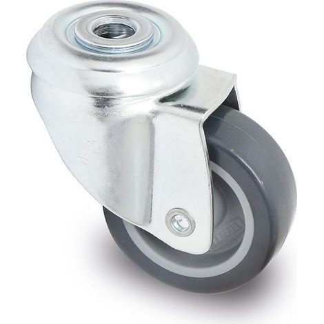 TENTE rueda giratoria cross aro de goma ø50 tp zincado , La rueda giratoria Cross con Aro de Goma de Tente para muebles, con un diámetro de 50mm y un tornill