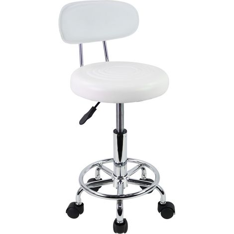 Tabouret pivotant réglable en hauteur 47,8 à 64 cm – Cuir PU imperméable – Dossier bas et repose-pieds – 5 roulettes fluides – Kktoner