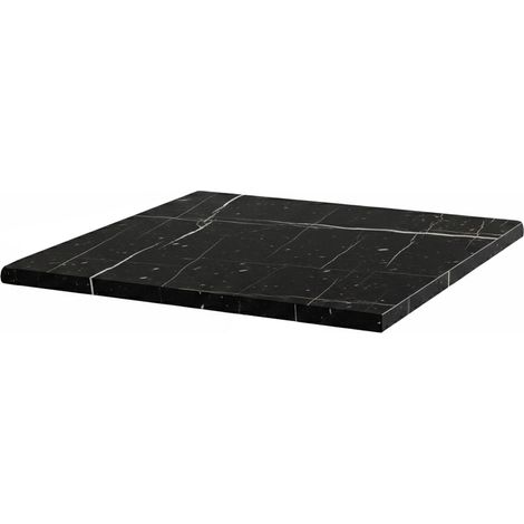 Plateau de table carré stratifié 60 x 60 cm marbre noir