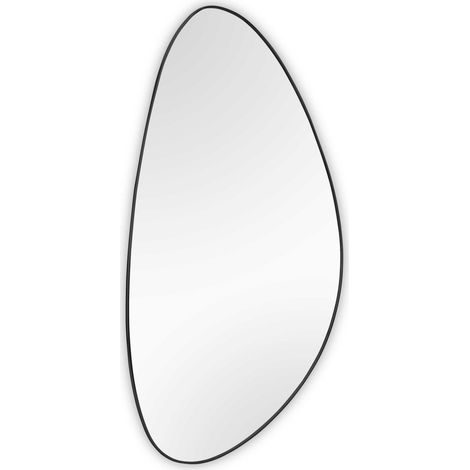 Miroir mural oval noir en verre – Design moderne – Dimensions 60x80cm – Pour décoration intérieure élégante – Boite A Design